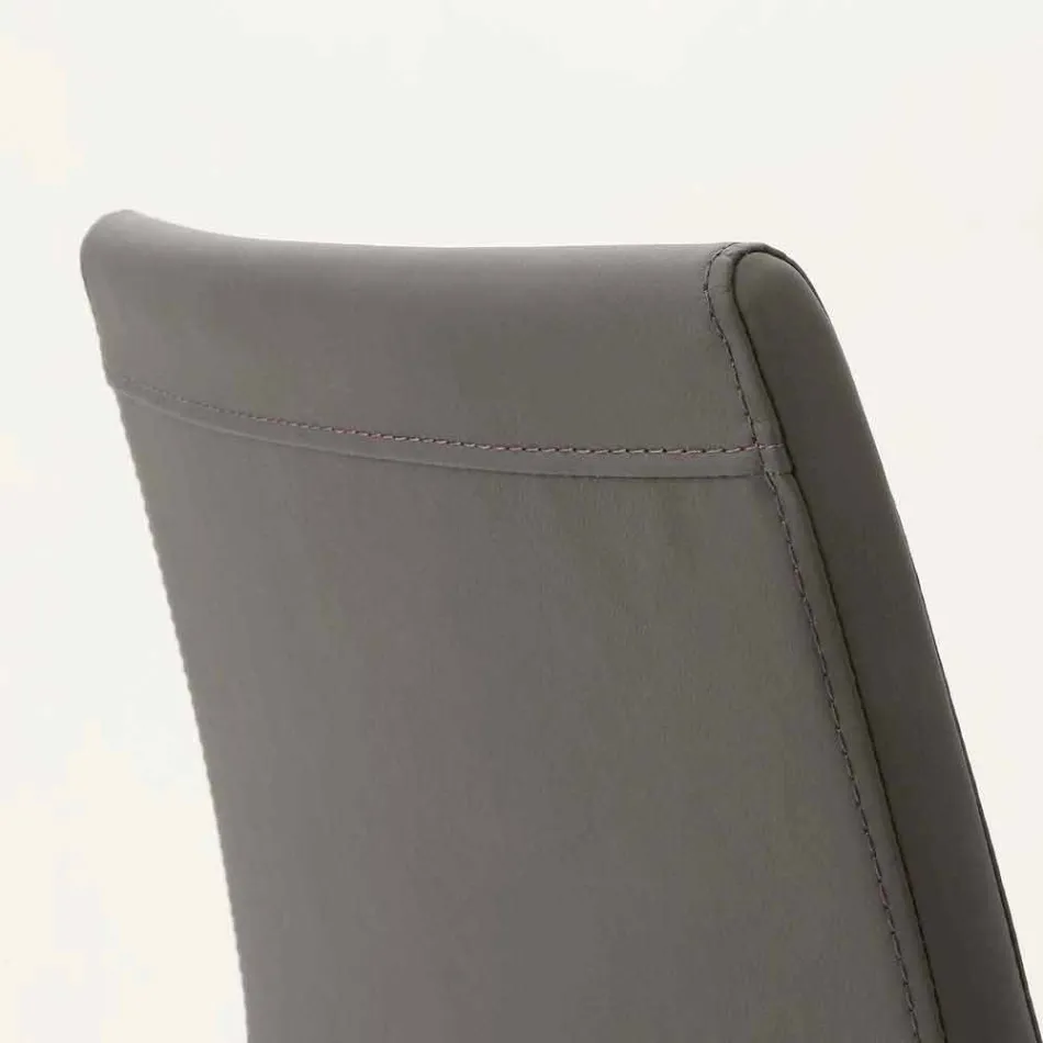 Caserta metalen stoel bekleed met eco-leer, modern design Viadurini