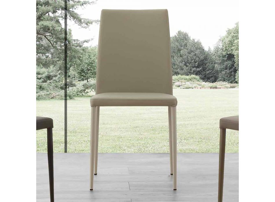 Caserta metalen stoel bekleed met eco-leer, modern design Viadurini