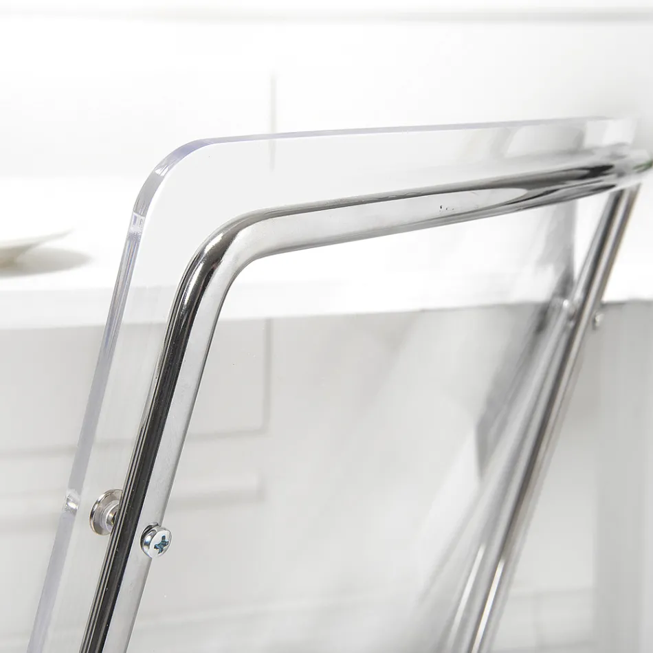 Stoel in transparant plexiglas en ijzer Made in Italy 2 stuks - Charlotte Viadurini