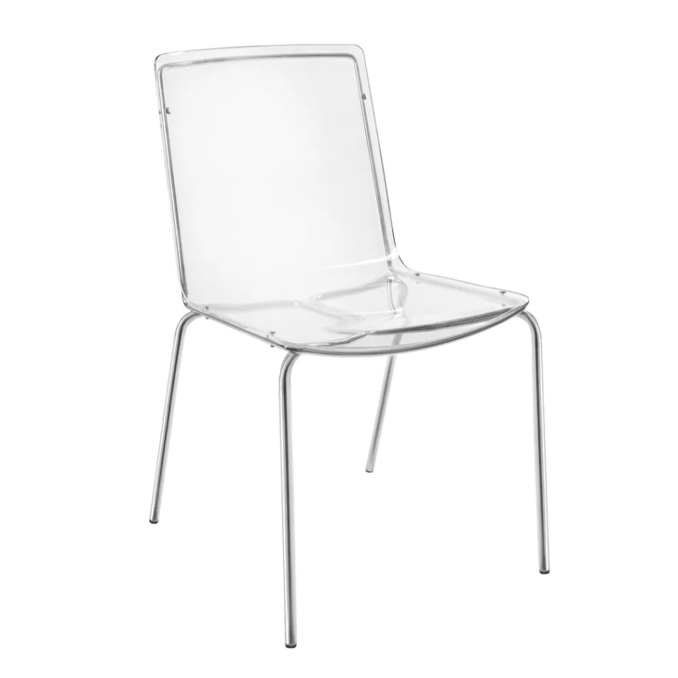 Stoel in transparant plexiglas en ijzer Made in Italy 2 stuks - Charlotte Viadurini