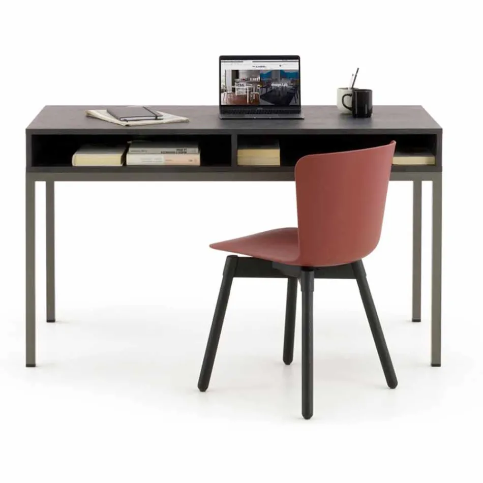 Polypropyleen stoel met gekleurd eiken onderstel Made in Italy, 2 stuks - Scandio Viadurini