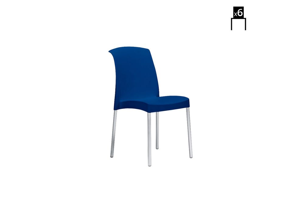 Technopolymeer en aluminium stoel gemaakt in Italië 6 stuks - Fernanda Viadurini