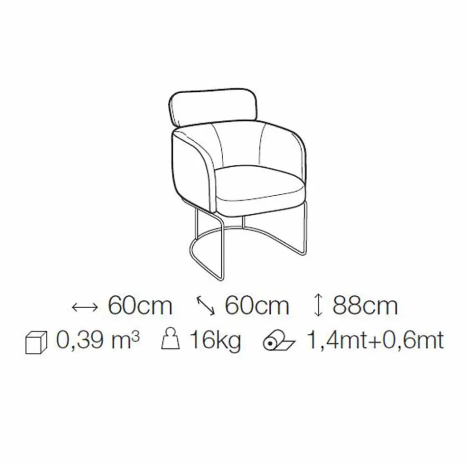 Stoffen stoel met luxe zwart metalen structuur gemaakt in Italië - cacao Viadurini