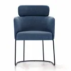 Stoffen stoel met luxe zwart metalen structuur gemaakt in Italië - cacao Viadurini