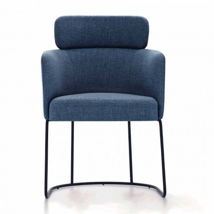 Stoffen stoel met luxe zwart metalen structuur gemaakt in Italië - cacao Viadurini