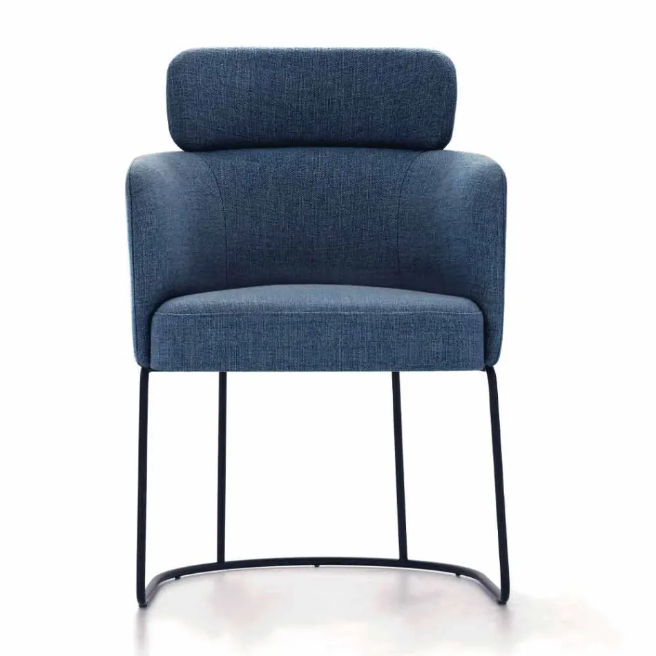 Stoffen stoel met luxe zwart metalen structuur gemaakt in Italië - cacao Viadurini