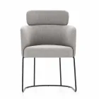 Stoffen stoel met luxe zwart metalen structuur gemaakt in Italië - cacao Viadurini