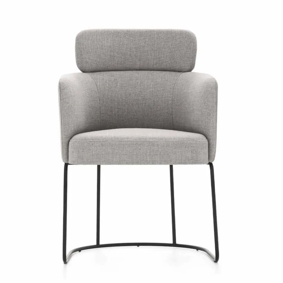 Stoffen stoel met luxe zwart metalen structuur gemaakt in Italië - cacao Viadurini