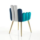 Stoel in grijze, groene en blauwe stof met fluweeleffect - Watermeloen Viadurini