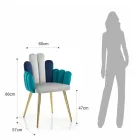 Stoel in grijze, groene en blauwe stof met fluweeleffect - Watermeloen Viadurini