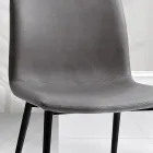 Stoel van vezelstof met leereffect en metalen poten Made in Italy - Amane Viadurini