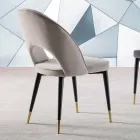 Fluwelen stoel met poten van zwart metaal en satijn messing, 4 stuks - Sibea Viadurini