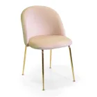 Fluwelen stoel en metalen frame in verschillende afwerkingen - Penna Viadurini