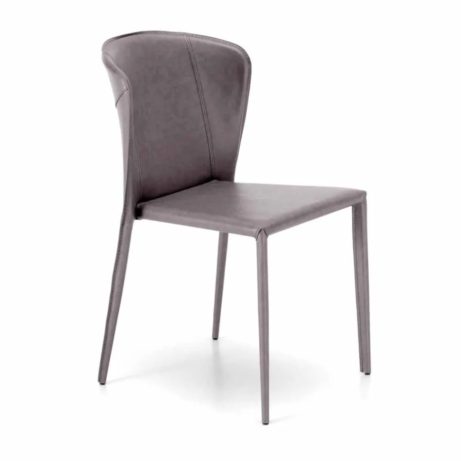 Moderne woonstoel volledig bekleed met imitatieleder, Accadia Viadurini