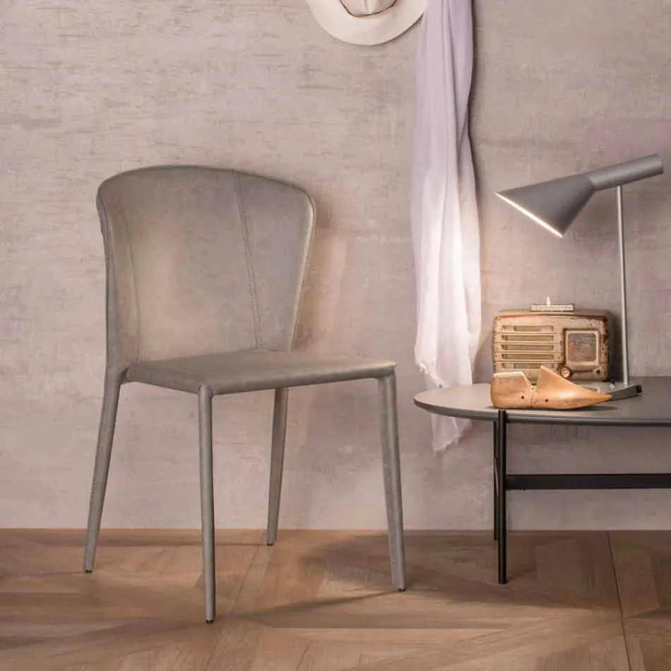 Moderne woonstoel volledig bekleed met imitatieleder, Accadia, 4 stukken Viadurini