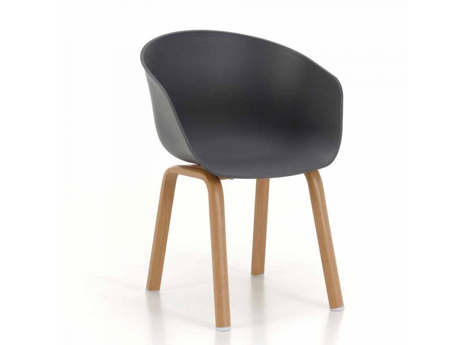 Moderne stoel met polypropyleen zitting en metalen poten, 4 stuks - zeebaars Viadurini