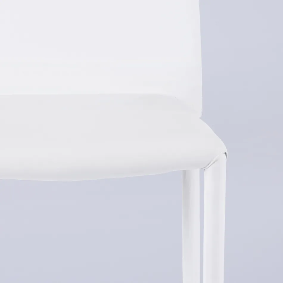 Moderne woonkamerstoel van ecoleer en metaal, gemaakt in Italië - Reka Viadurini