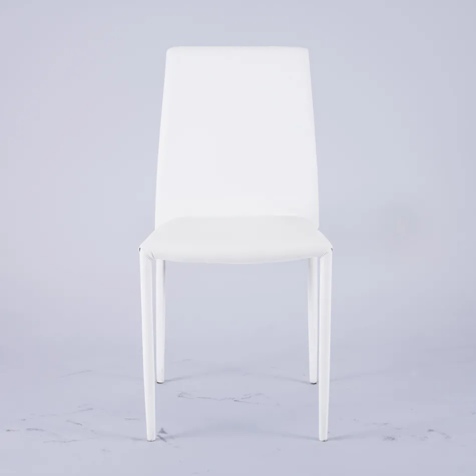 Moderne woonkamerstoel van ecoleer en metaal, gemaakt in Italië - Reka Viadurini