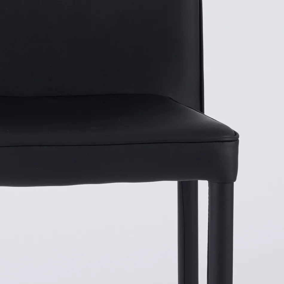 Moderne woonkamerstoel van ecoleer en metaal, gemaakt in Italië - Michaela Viadurini