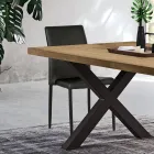 Moderne woonkamerstoel van ecoleer en metaal, gemaakt in Italië - Michaela Viadurini