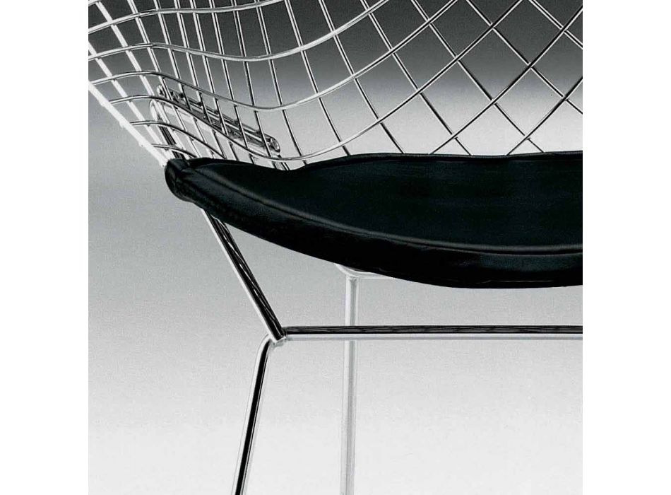 Moderne stalen stoel met luxe lederen zitting gemaakt in Italië - Beniamino Viadurini