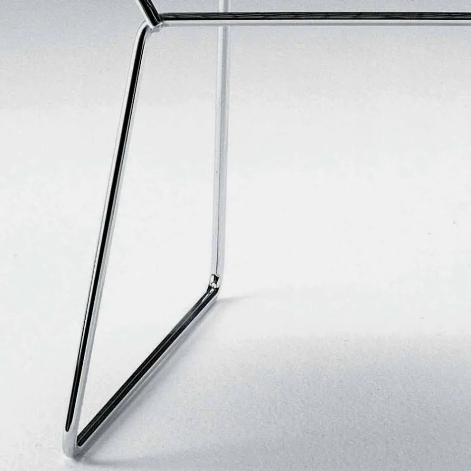 Moderne stalen stoel met luxe lederen zitting gemaakt in Italië - Beniamino Viadurini