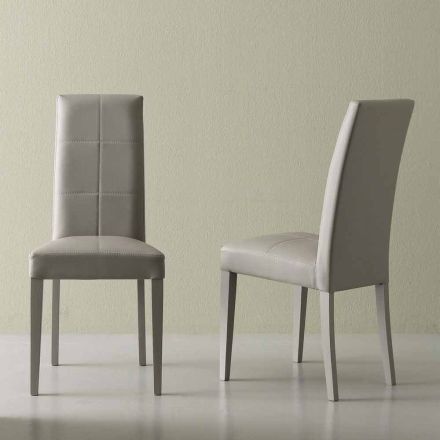 Moderne stoel in Linear ijsgrijs eco-leer Viadurini