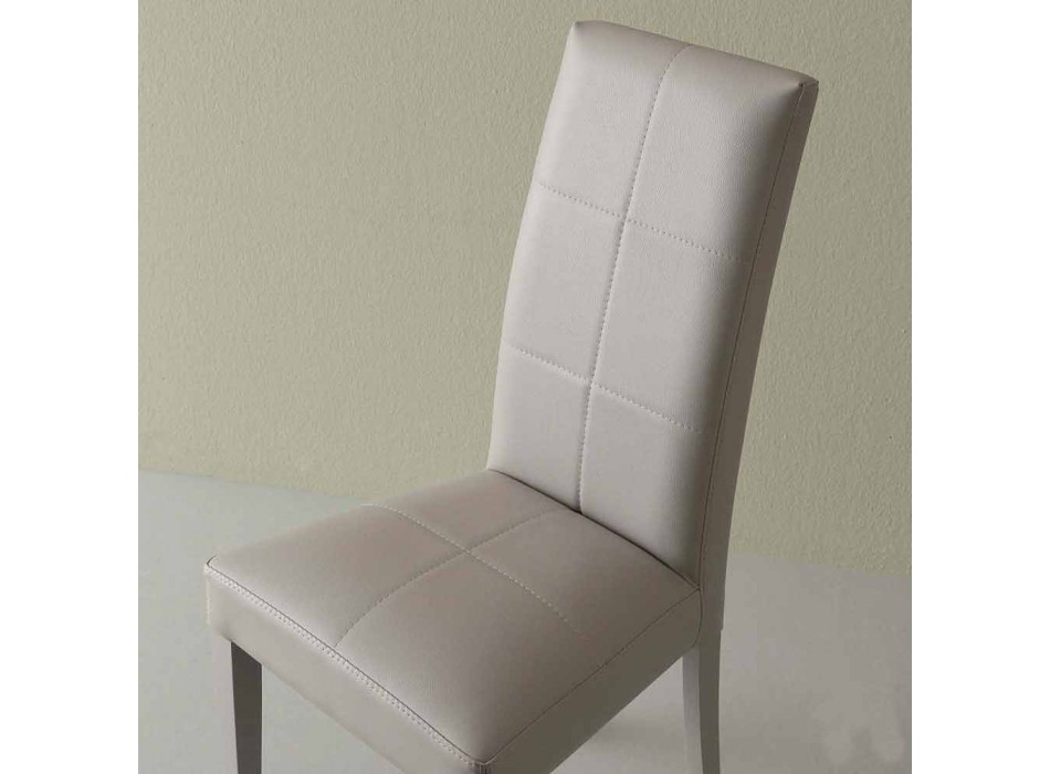 Moderne stoel in Linear ijsgrijs eco-leer Viadurini