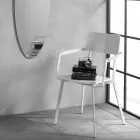 Moderne houten stoel met geverfde metalen structuur, 4 stuks - Habibi Viadurini