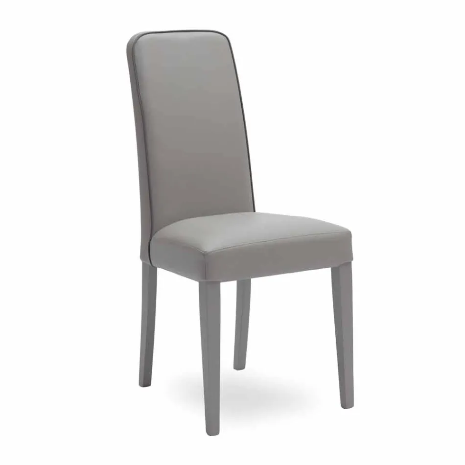 Moderne stoel gemaakt van beukenhout en leder Fanny, 4 pz Viadurini