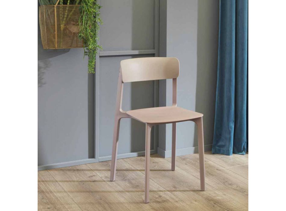 Moderne stoel in gekleurd polypropyleen stapelbaar, 4 stuks - Tierra Viadurini