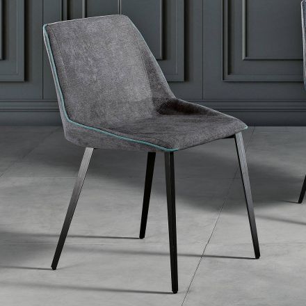 Moderne stoel in stof en driehoekige poten gemaakt in Italië, Oriella Viadurini