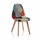 Moderne stoel in patchworkstof met houten poten, 4 stuks - Selena Viadurini