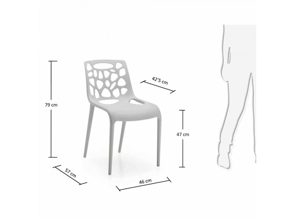 Monobloc polypropyleen stoel met modern design Blandine, 4 stuks Viadurini