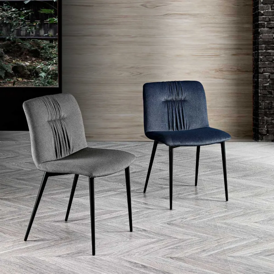 Monocoque stoel in gekleurde stof en zwart metalen design - Florinda Viadurini