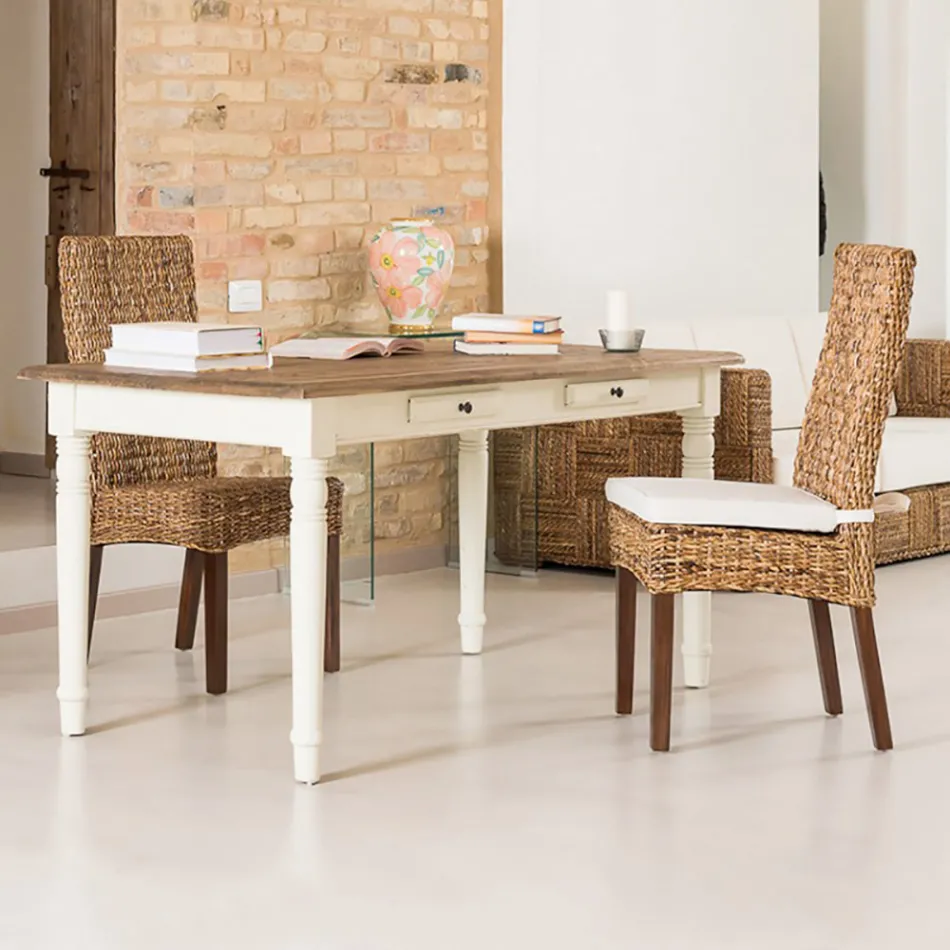 Buitenstoel in bananenweefsel met zitkussen - Safari Viadurini