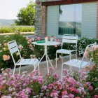 Stapelbare tuinstoel gepoedercoat gemaakt in Italië, 4 stuks - Amina Viadurini