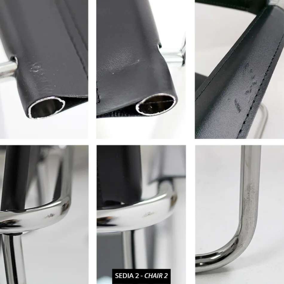 Vergader- of conferentiestoel in zwart leer en metaal – Cirillo1/2 Viadurini