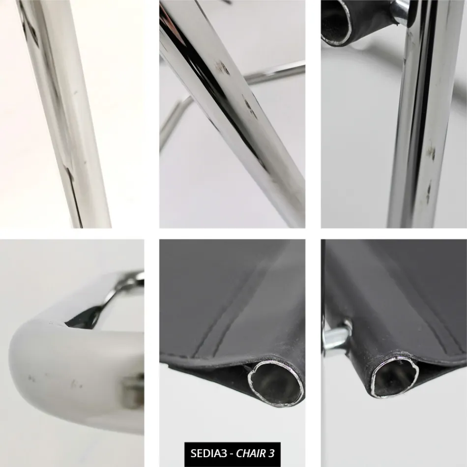 Vergader- of conferentiestoel in zwart leer en metaal – Cirillo3/4 Viadurini