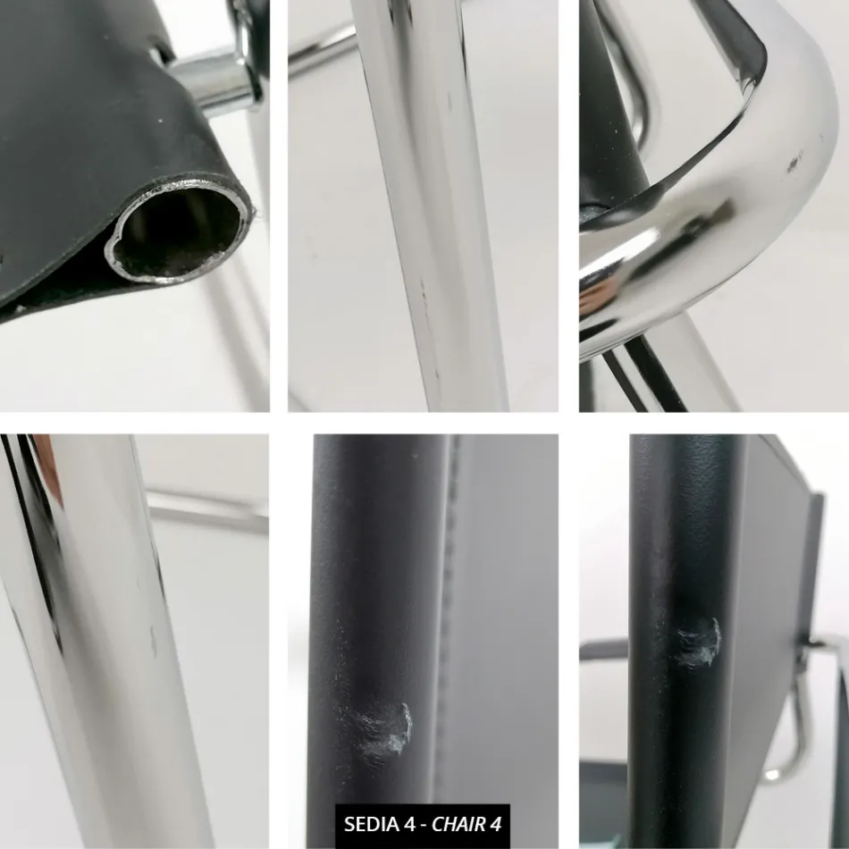 Vergader- of conferentiestoel in zwart leer en metaal – Cirillo3/4 Viadurini