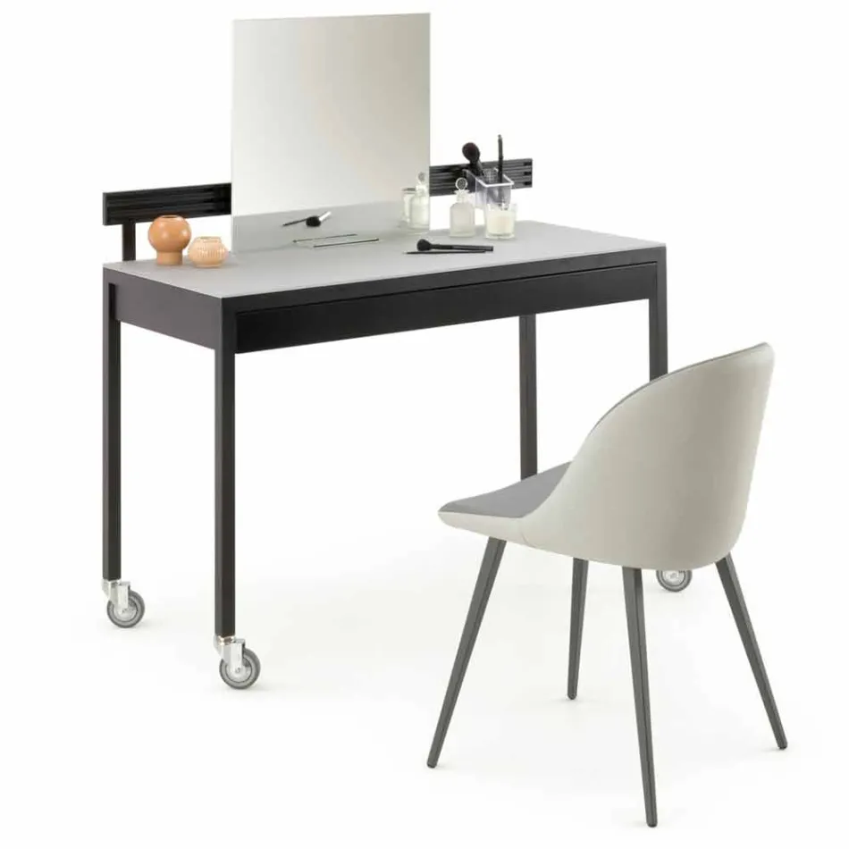 Eetkamerstoel met zitting van ecoleer Made in Italy, 2 stuks - Nobelio Viadurini