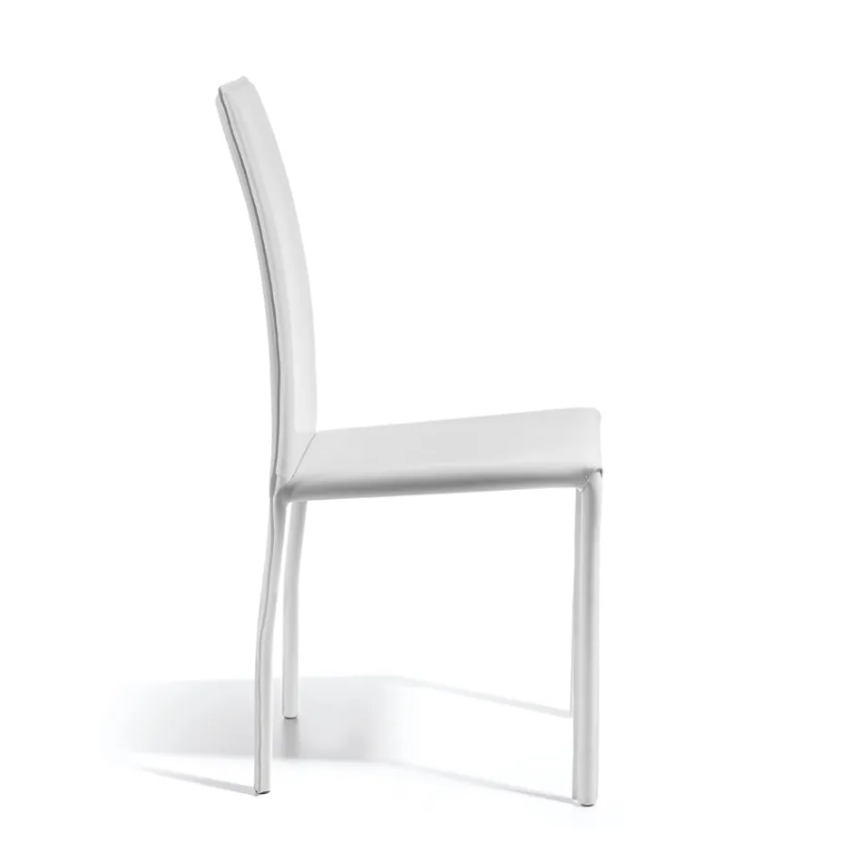 Design eetkamerstoel bekleed met leer, gemaakt in Italië - Sissy Viadurini