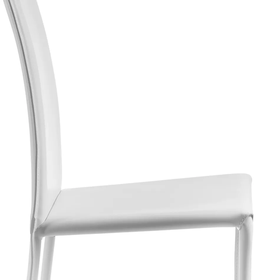 Design eetkamerstoel bekleed met leer, gemaakt in Italië - Sissy Viadurini