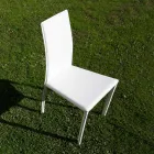 Design eetkamerstoel bekleed met leer, gemaakt in Italië - Sissy Viadurini