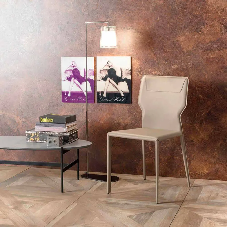 Metalen eetkamerstoel bekleed met kunstleer, 4 stuks - Titty Viadurini