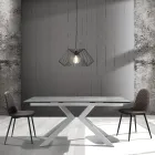 Eetkamerstoel in microvezel en mat zwart metaal 4 stuks - Jake Viadurini