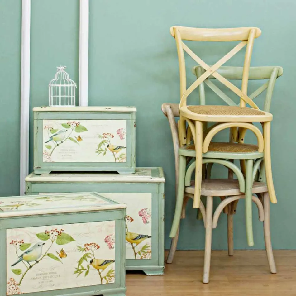 Eetkamerstoel in rotan en hout Klassiek design Homemotion - Meridia Viadurini