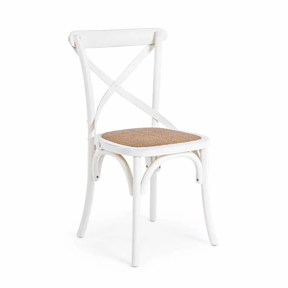 Eetkamerstoel in rotan en hout Klassiek design Homemotion - Meridia Viadurini