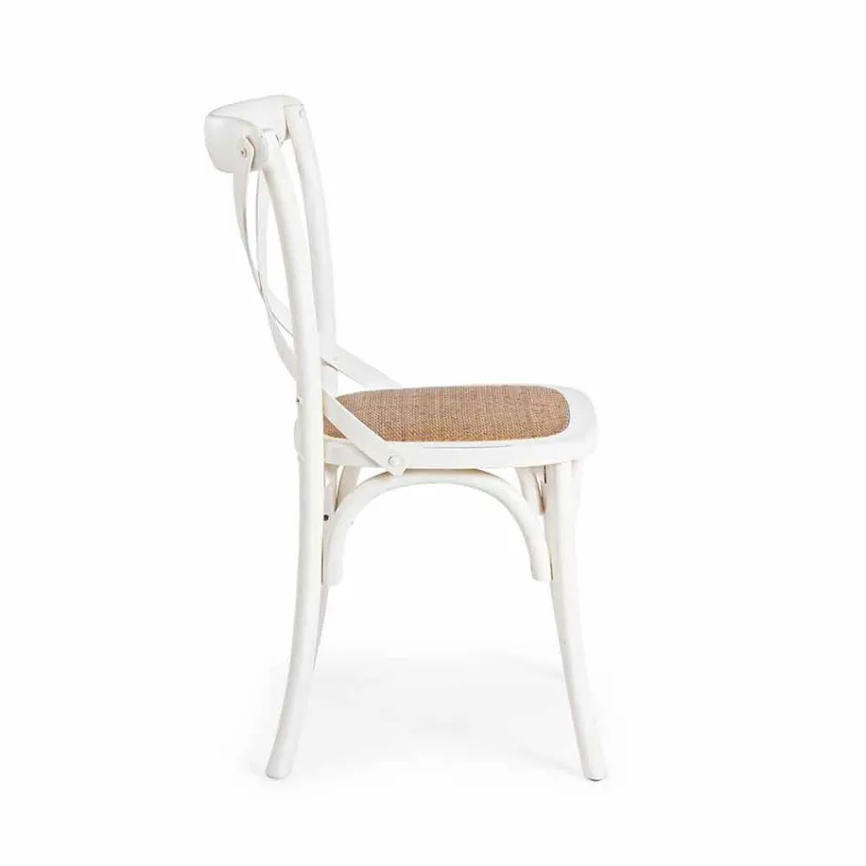 Eetkamerstoel in rotan en hout Klassiek design Homemotion - Meridia Viadurini