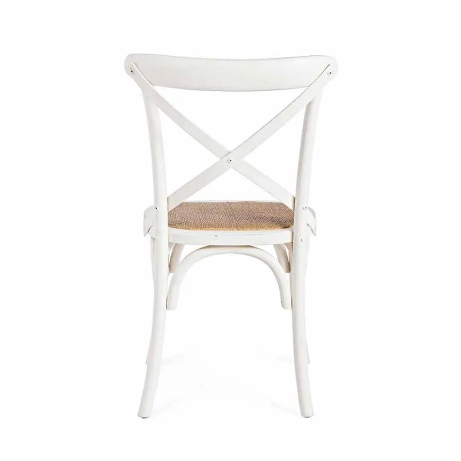 Eetkamerstoel in rotan en hout Klassiek design Homemotion - Meridia Viadurini